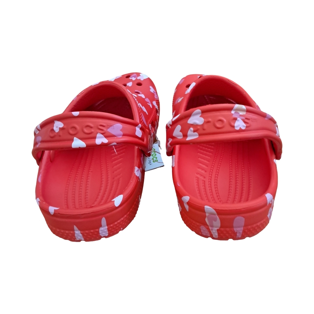 CROCS Classic Clog Cherry Red With Hearts Various Toddler & Little Girls Sizes - Picture 4 of 12